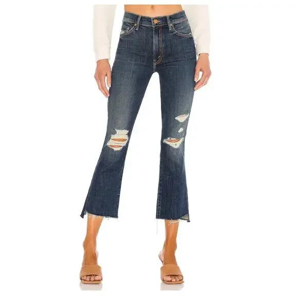 Mother Insider Crop Step Fray Distressed Wildflower Boot High Rise Jeans 26 - Picture 1 of 12